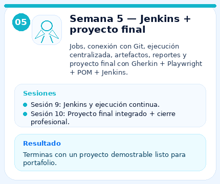 Temario del curso - Semana 5 — Jenkins + proyecto final